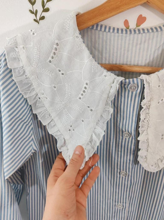 Blouse rayé col brodé taille S/m