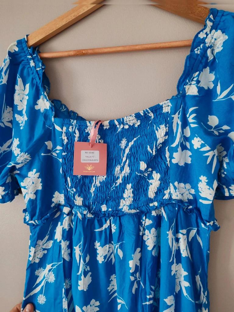 Robe longue cottage bleu taille L