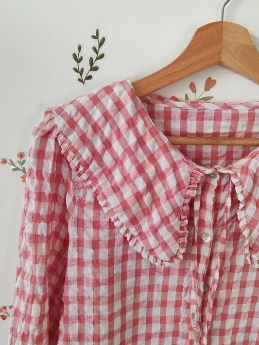 Blouse vichy rose taille M