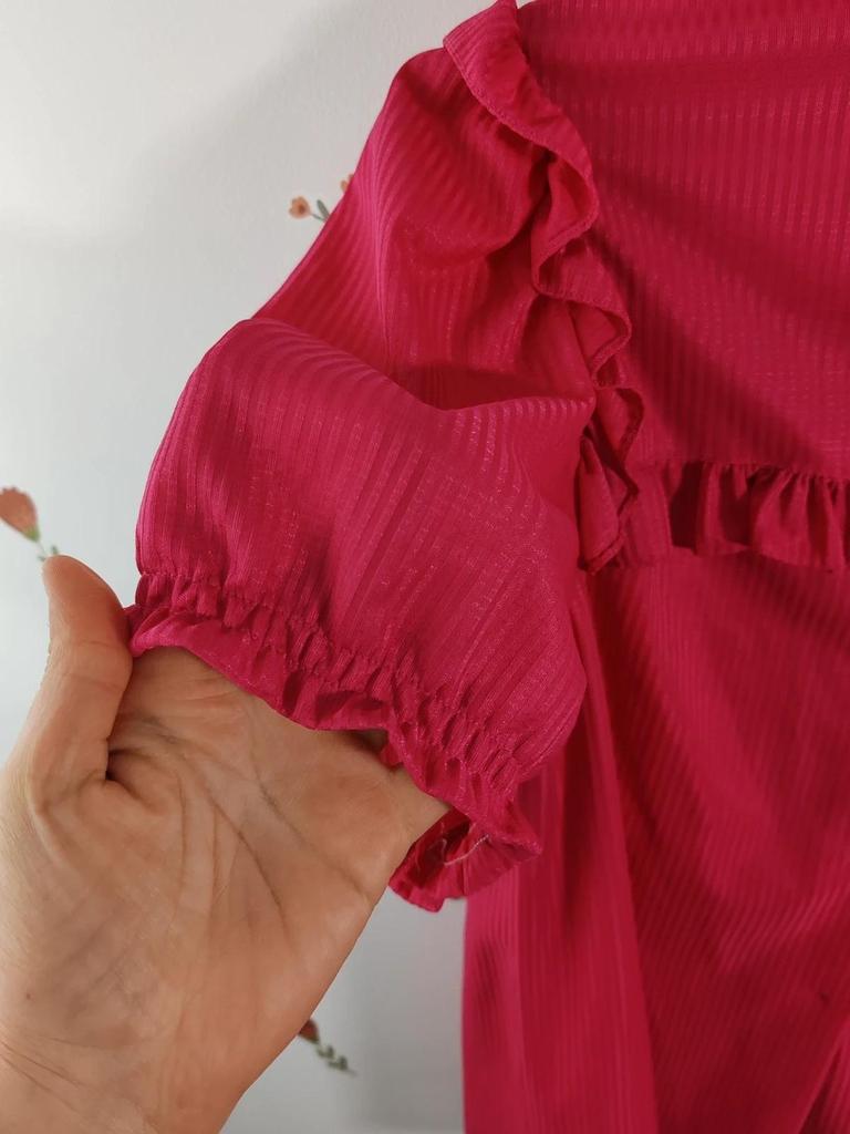 Blouse volant rose fuschia taille S/m