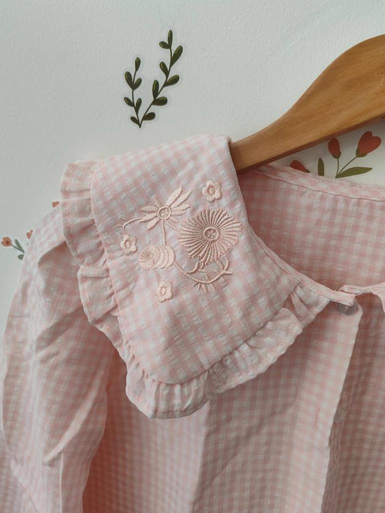 Blouse vichy rose taille S