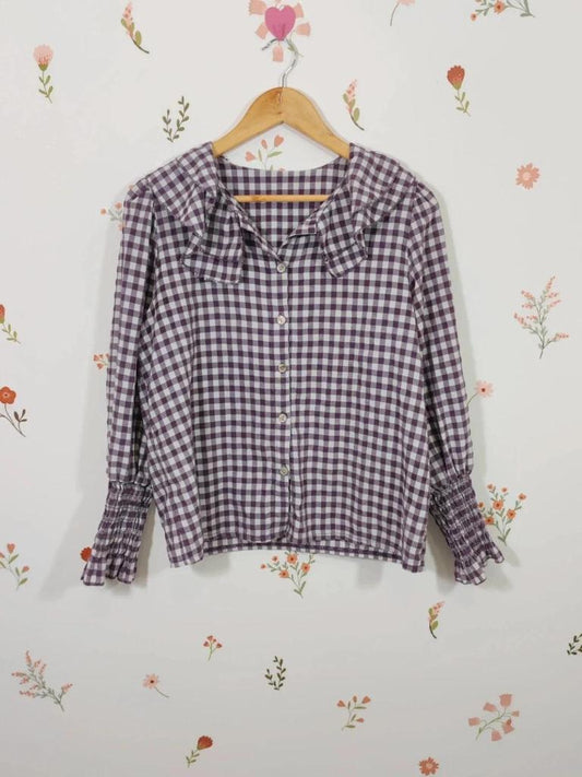 Blouse vichy violet et blanc taille S/m