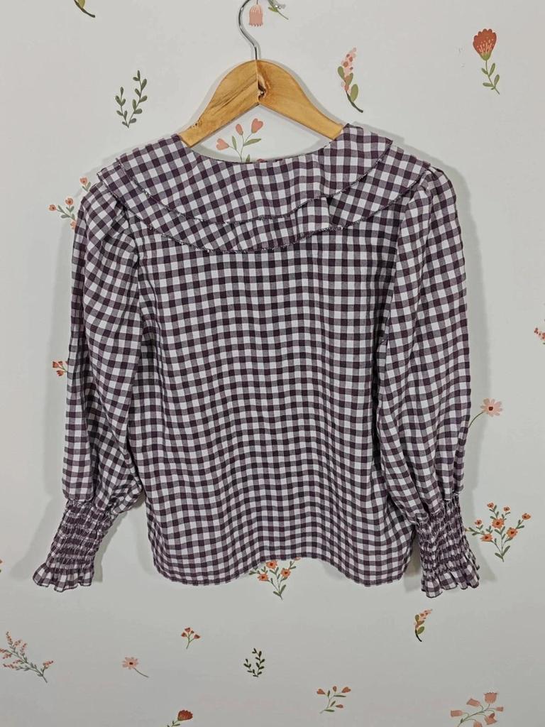 Blouse vichy violet et blanc taille S/m