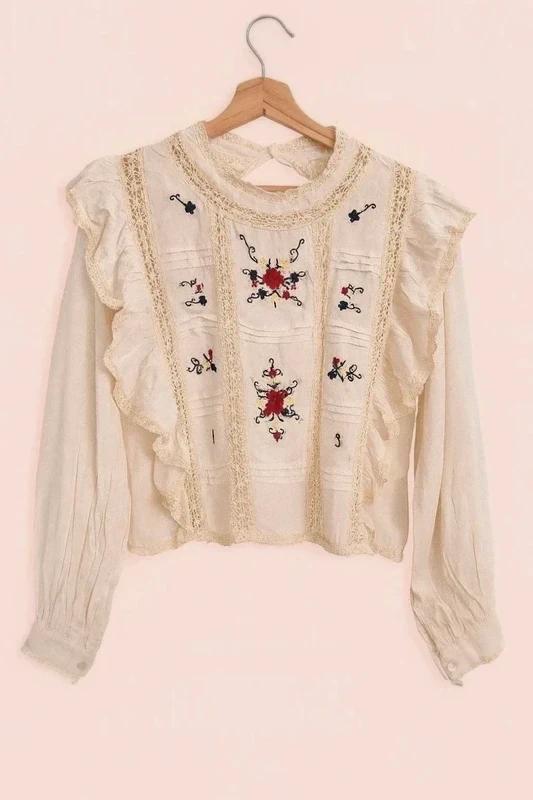 Blouse bohème broderies taille M