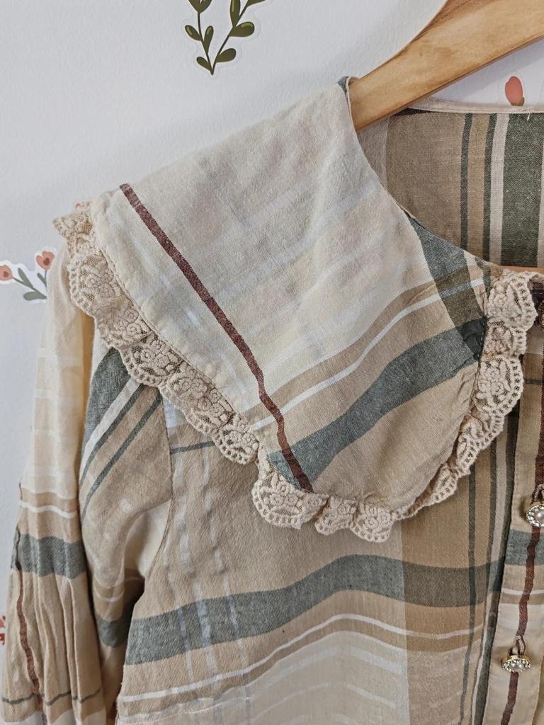 Blouse carreaux col claudine taille