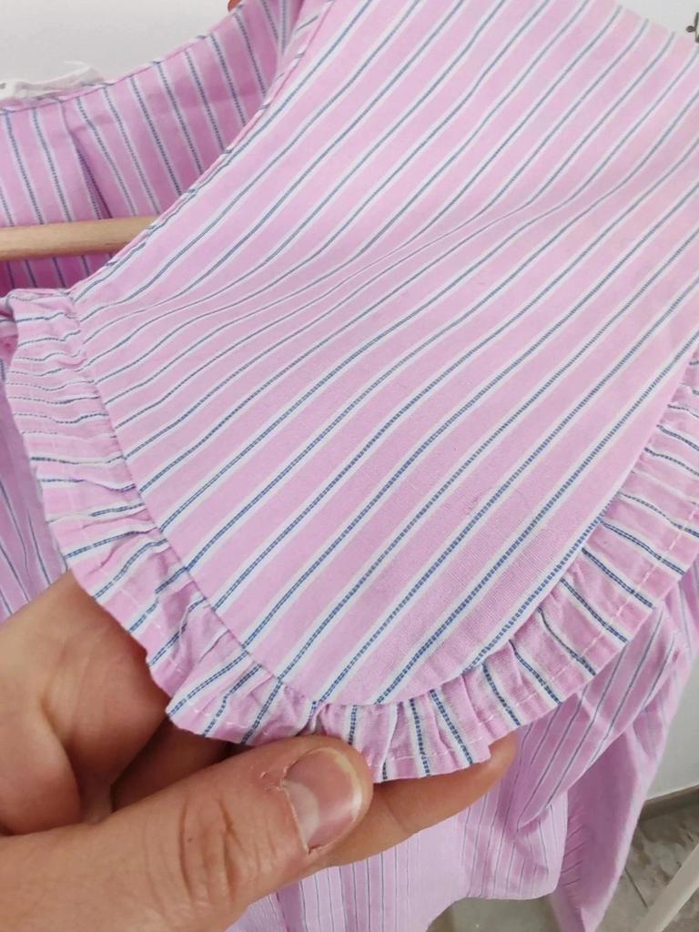 Blouse rayée rose col claudine taille S/m