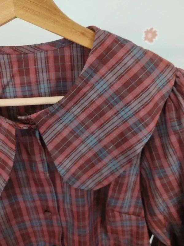 Blouse tartan col claudine taille S