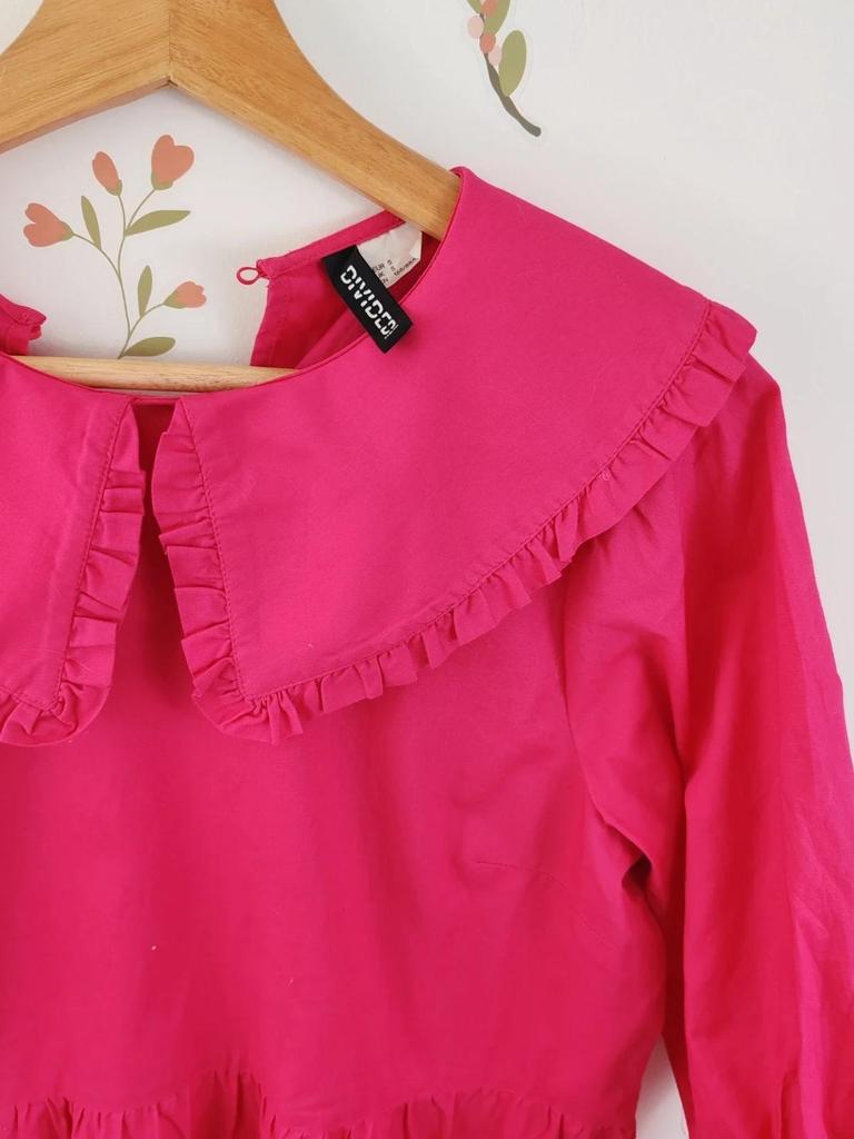 Robe col claudine rose taille S