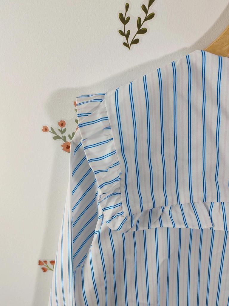 Blouse gros col claudine rayé taille M