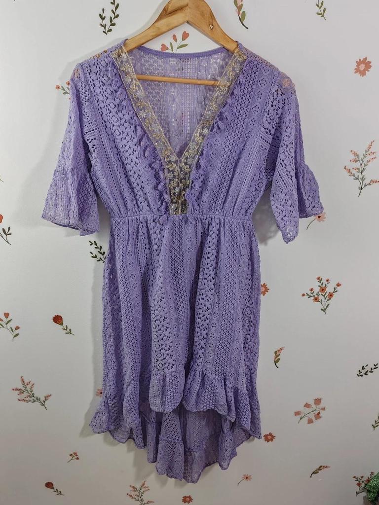 Robe dentelle mauve taille S/m