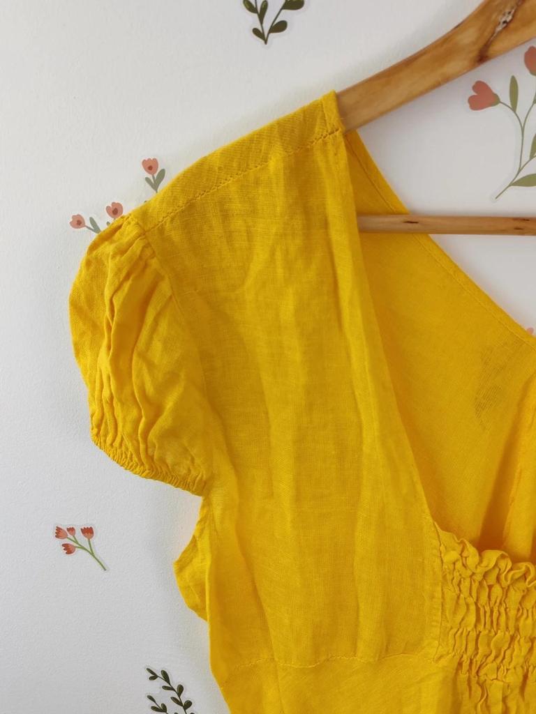 Robe courte lin jaune taille /ml