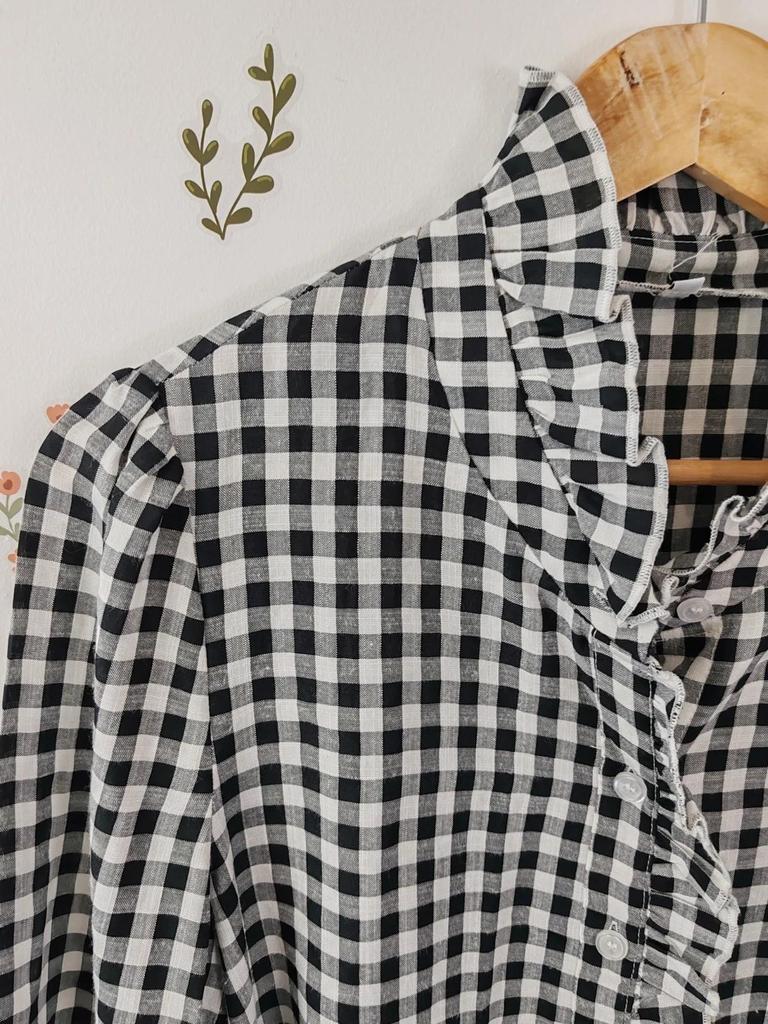 Blouse vichy col haut taille S/m