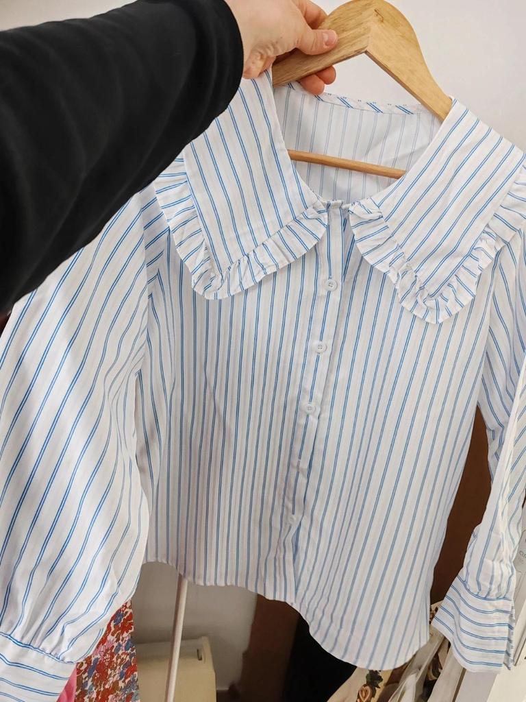Blouse gros col claudine rayé taille M