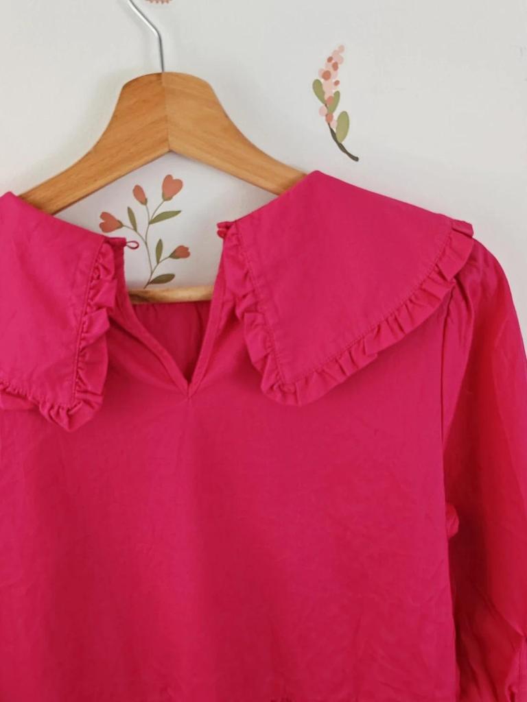Robe col claudine rose taille S