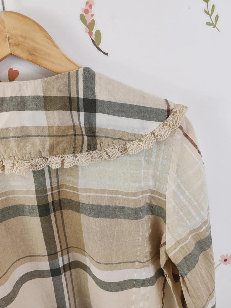 Blouse carreaux col claudine taille