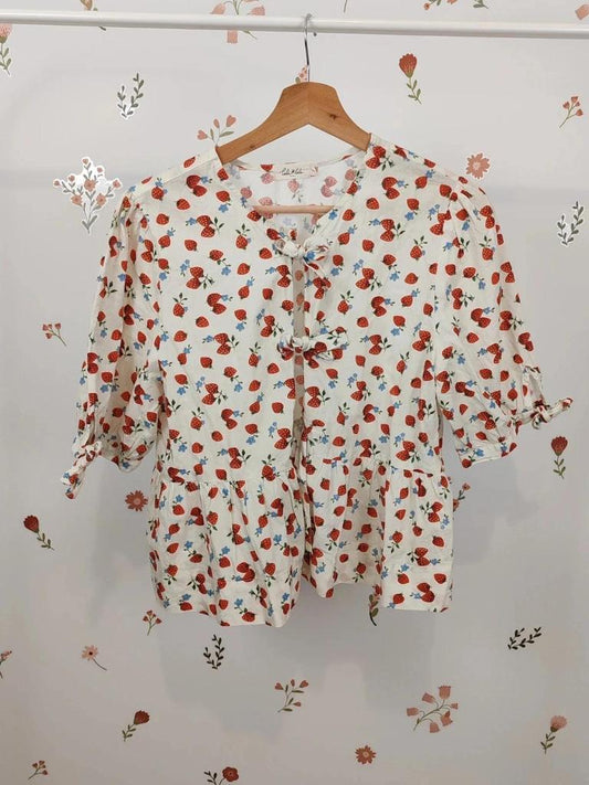Blouse noeud fraise taille L
