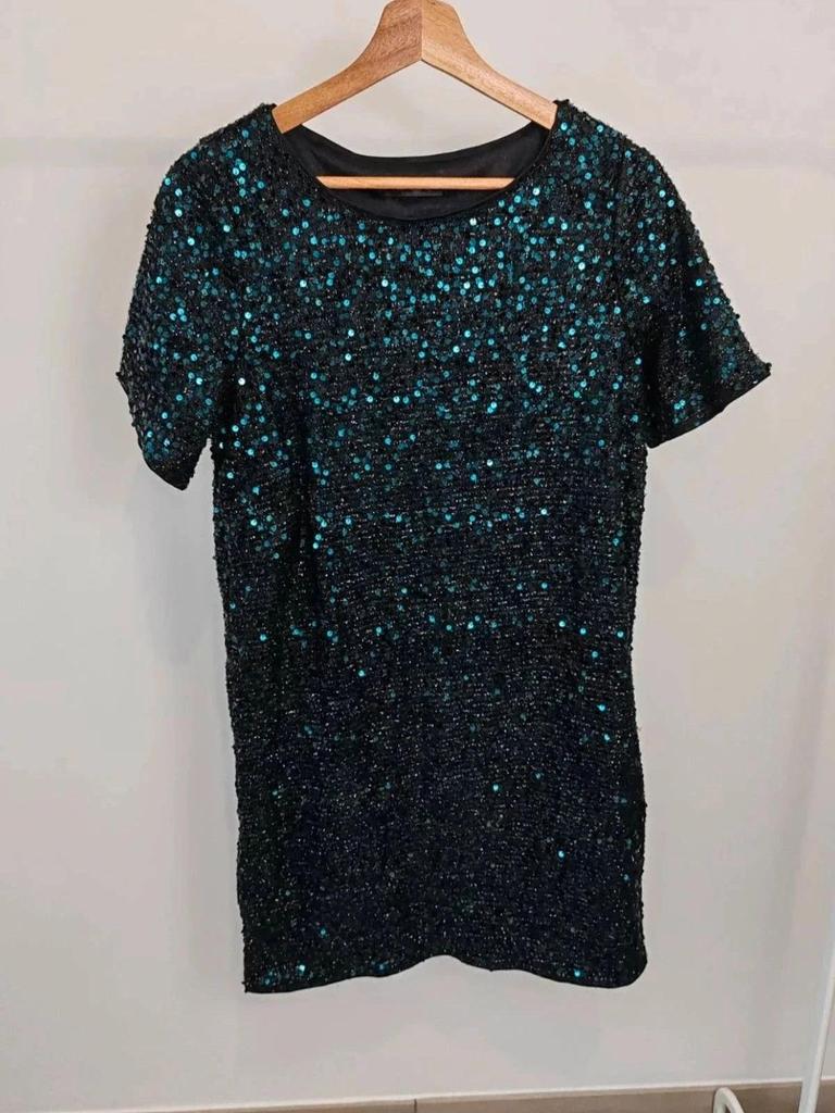 Robe droite sequins vert taille S