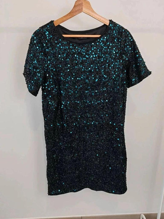 Robe droite sequins vert taille S