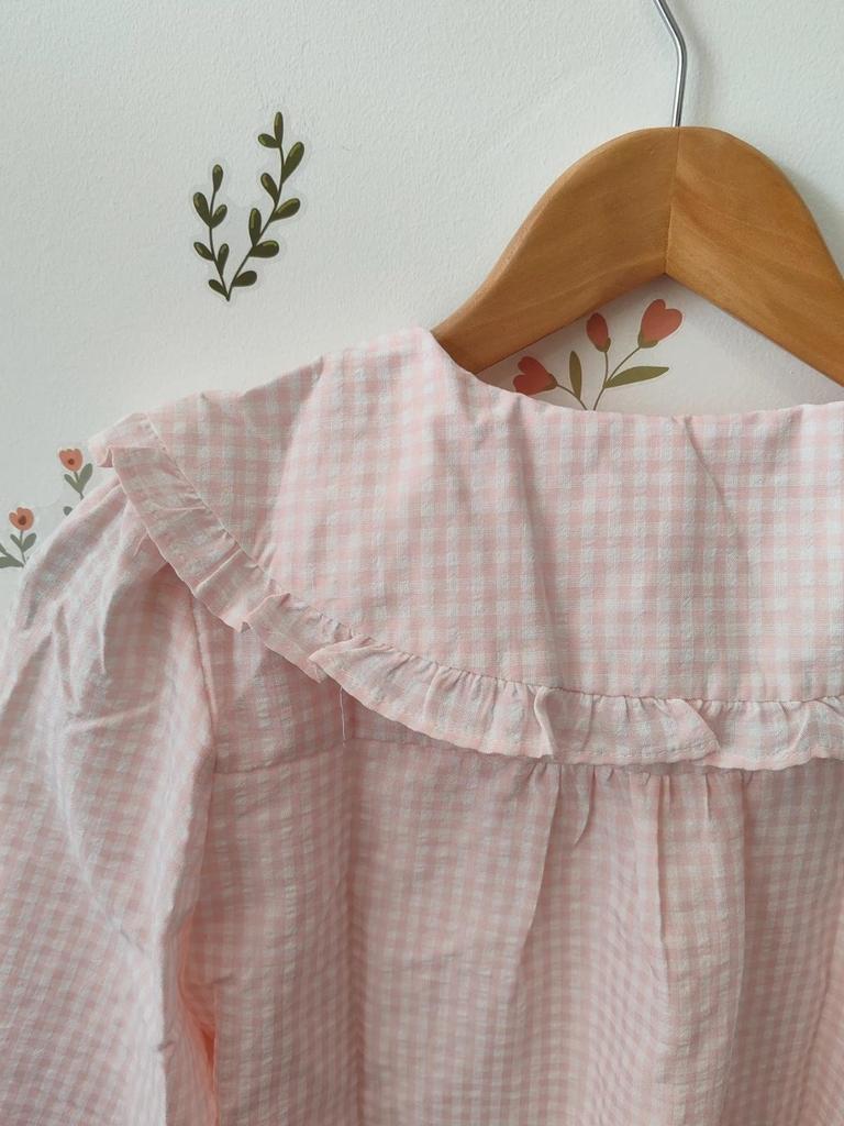 Blouse vichy rose taille S