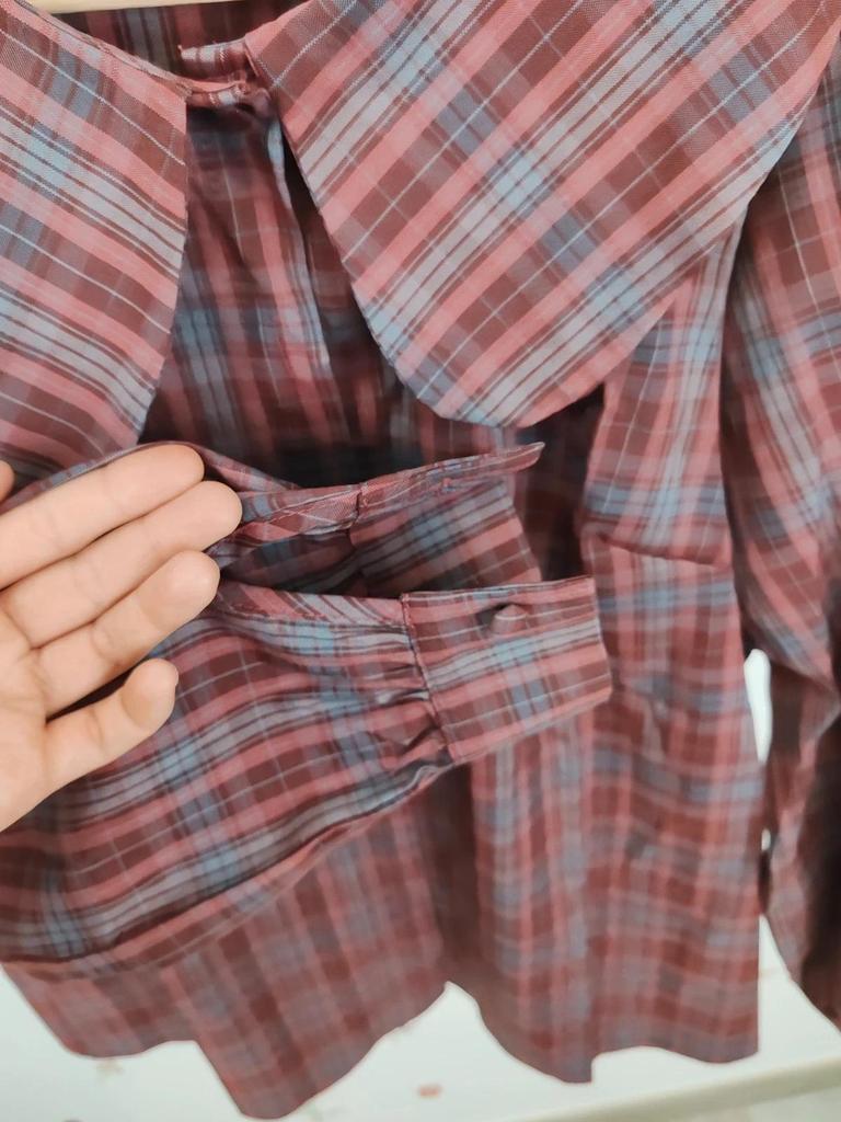 Blouse tartan col claudine taille L