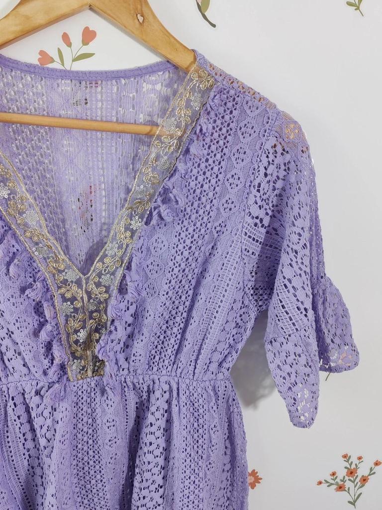 Robe dentelle mauve taille S/m