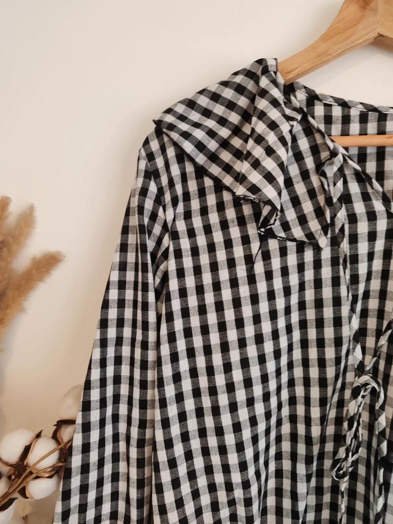 Blouse gros col vichy noir taille Xl