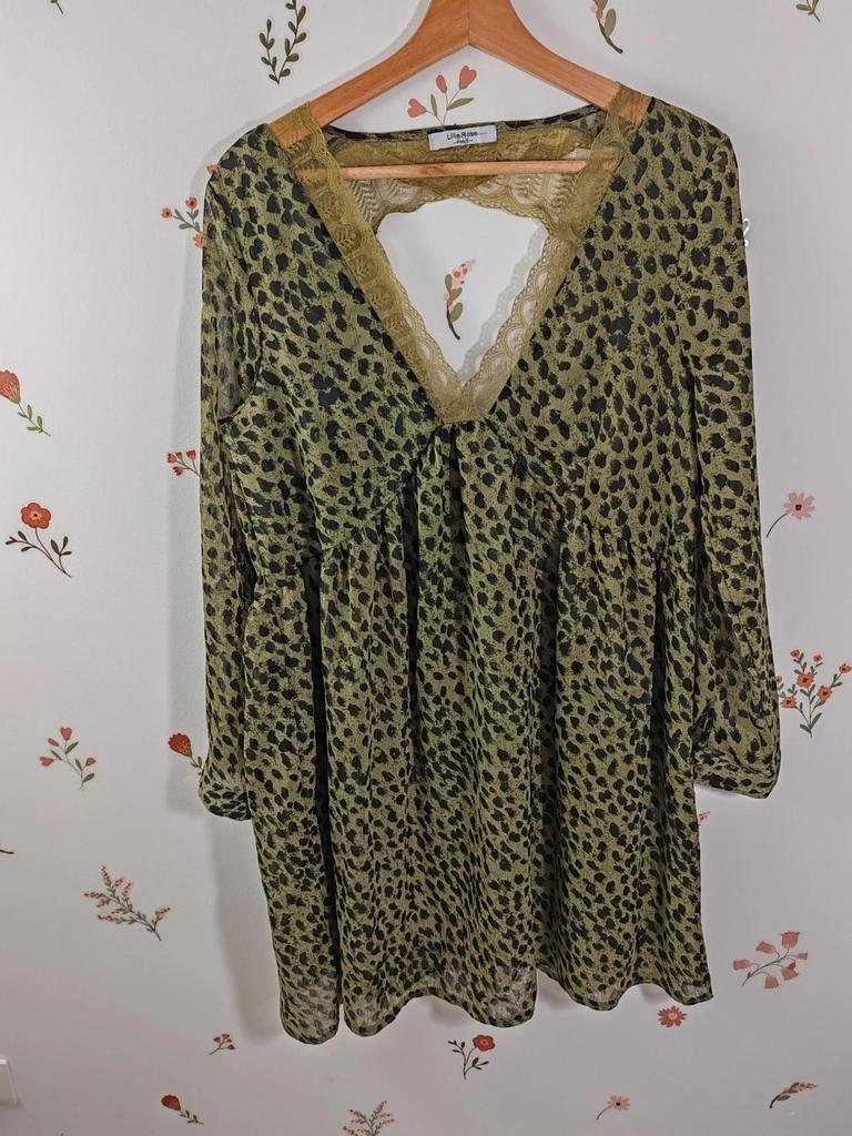 Robe évasée à motif kaki taille M/l