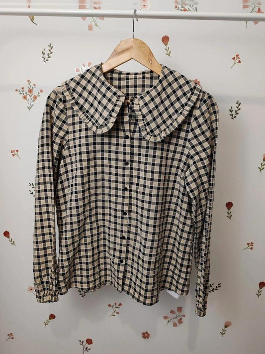 Blouse beige col claudine taille L