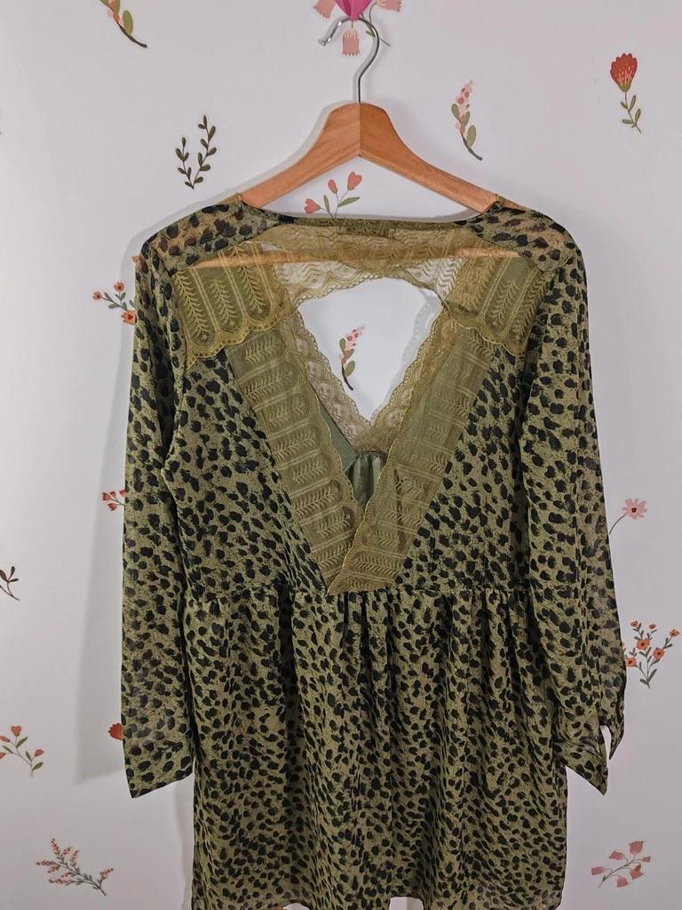 Robe évasée à motif kaki taille M/l