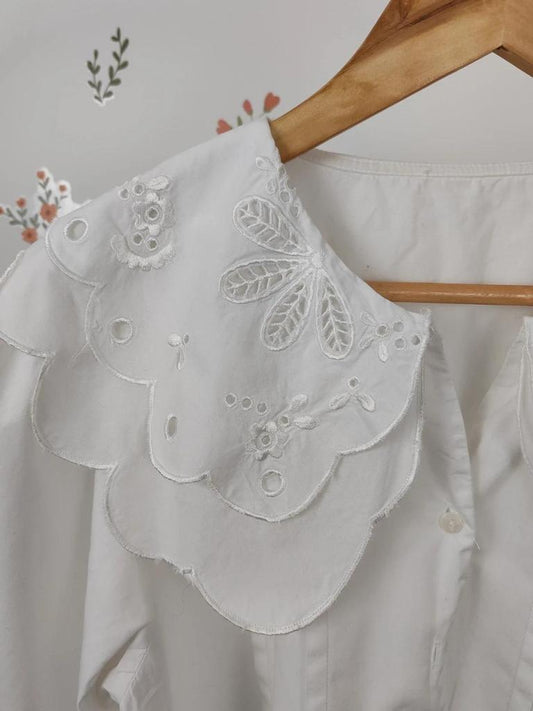 Blouse double col blanc taille M/l