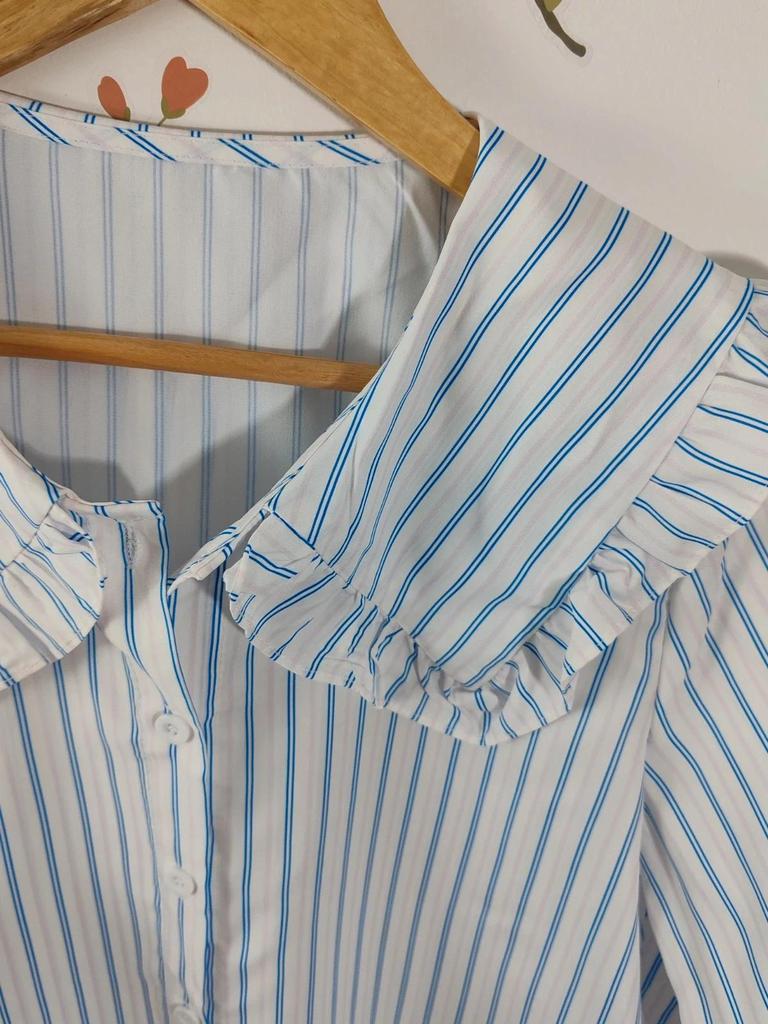 Blouse gros col claudine rayé taille M