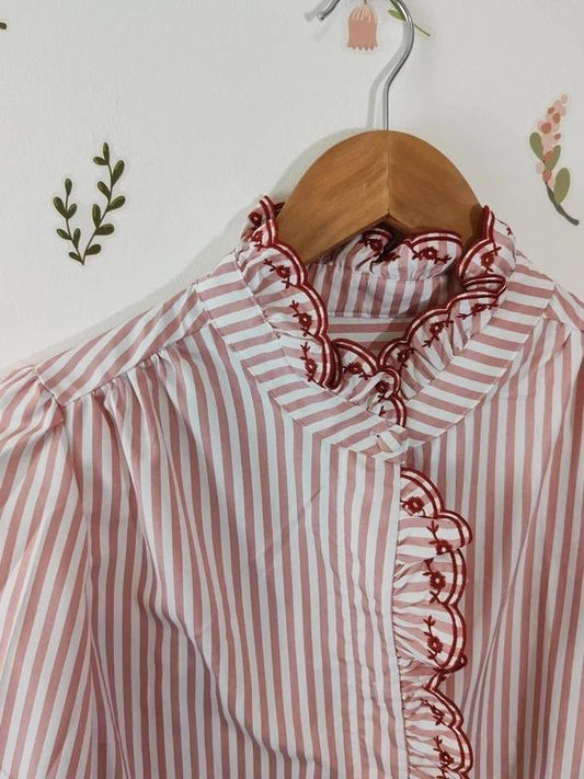 Blouse rayée rose taille L