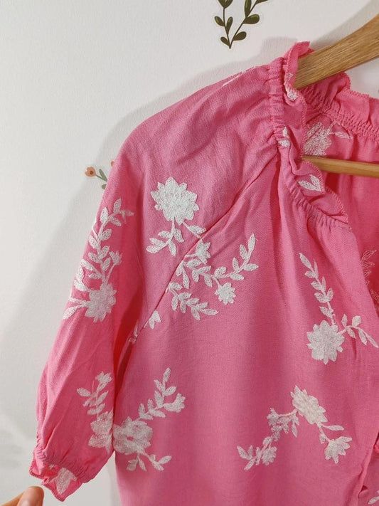 Blouse brodée rose taille M/l