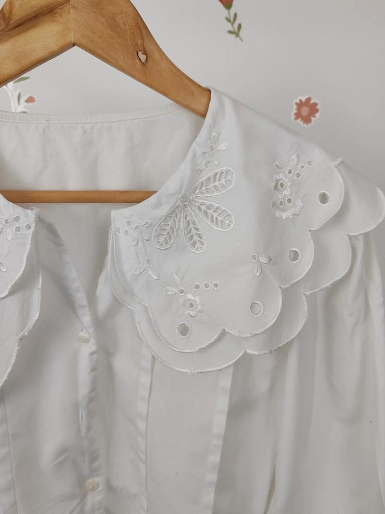 Blouse double col blanc taille M/l