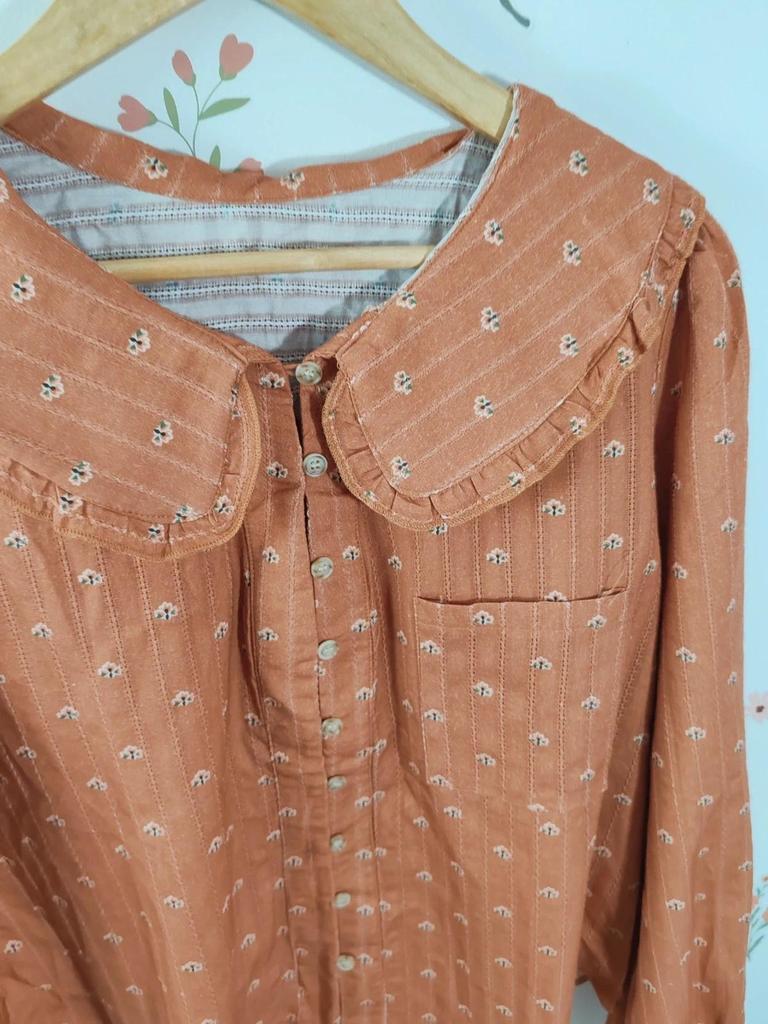 Blouse col claudine orange taille M/l