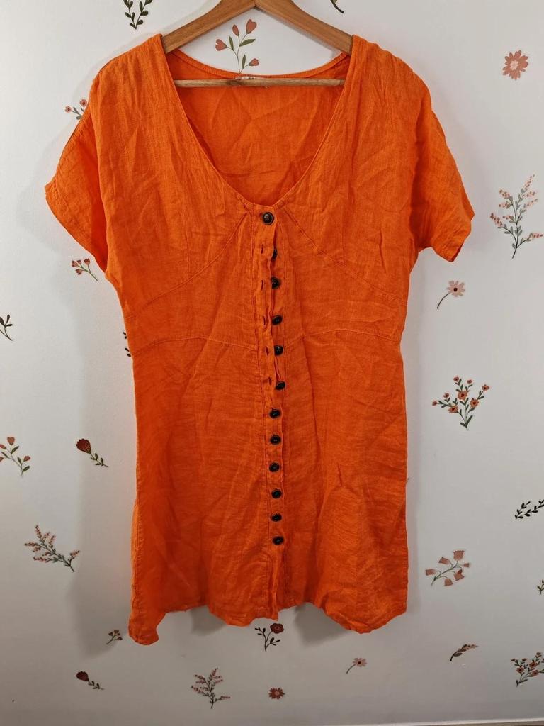 Robe en lin orange taille 40
