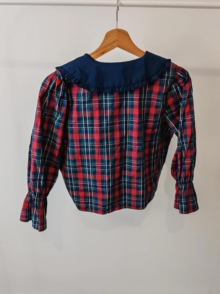 Blouse carreaux col claudine taille 34/36 #ibzrc