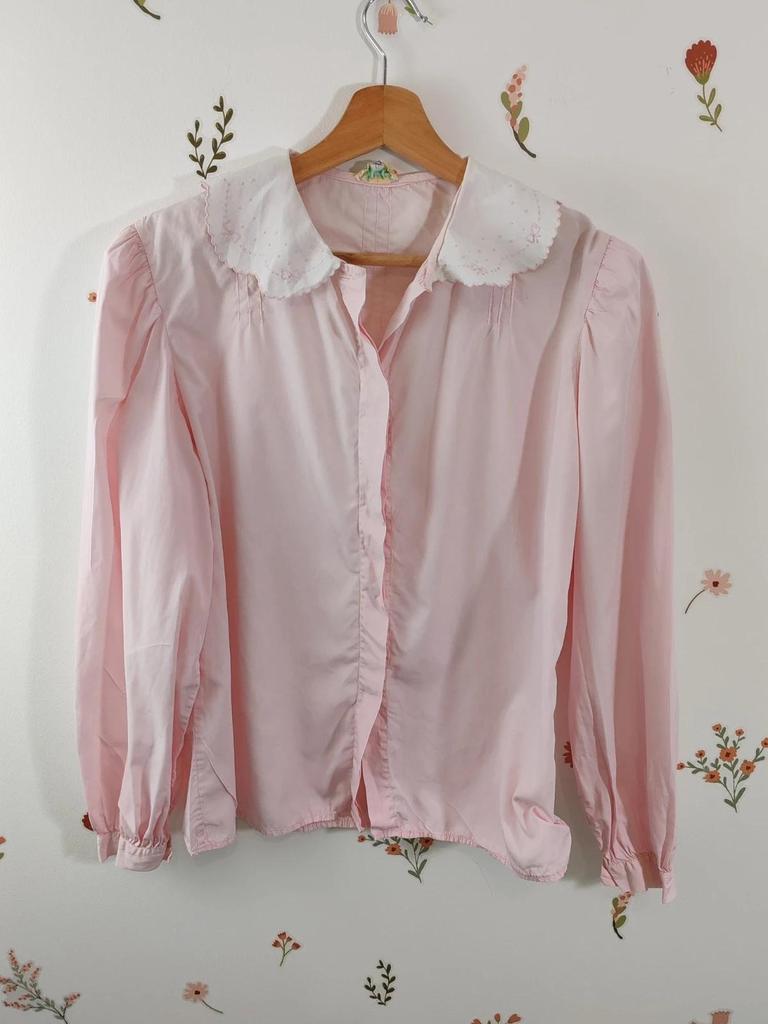 Blouse col claudine rose taille S/m