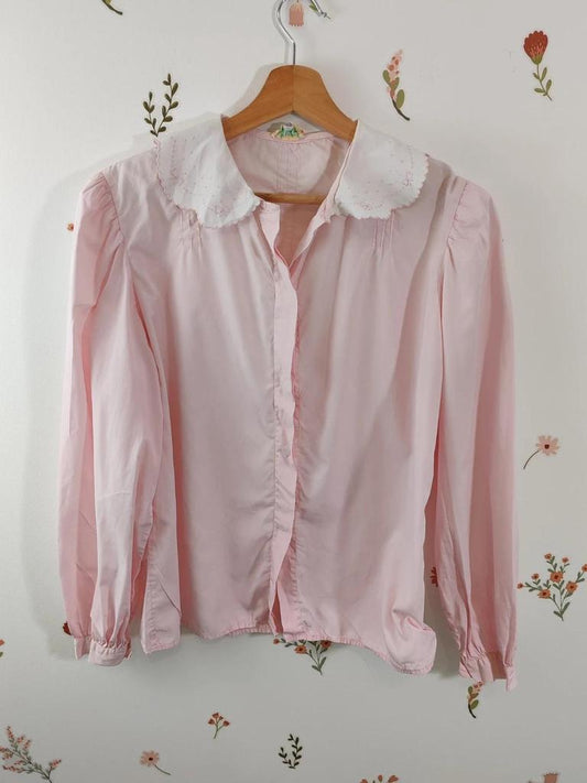 Blouse col claudine rose taille S/m