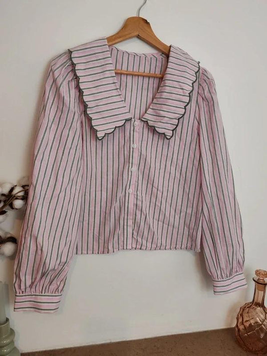 Blouse rayures rose taille L