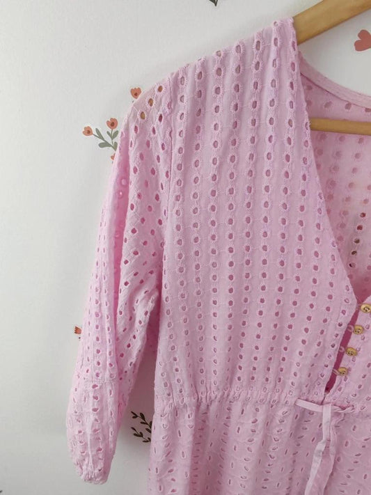 Robe broderie anglaise rose taille L