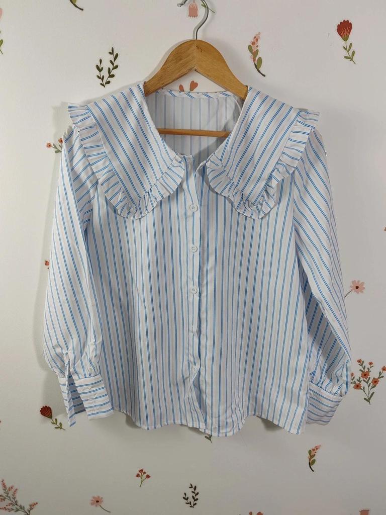 Blouse gros col claudine rayé taille M