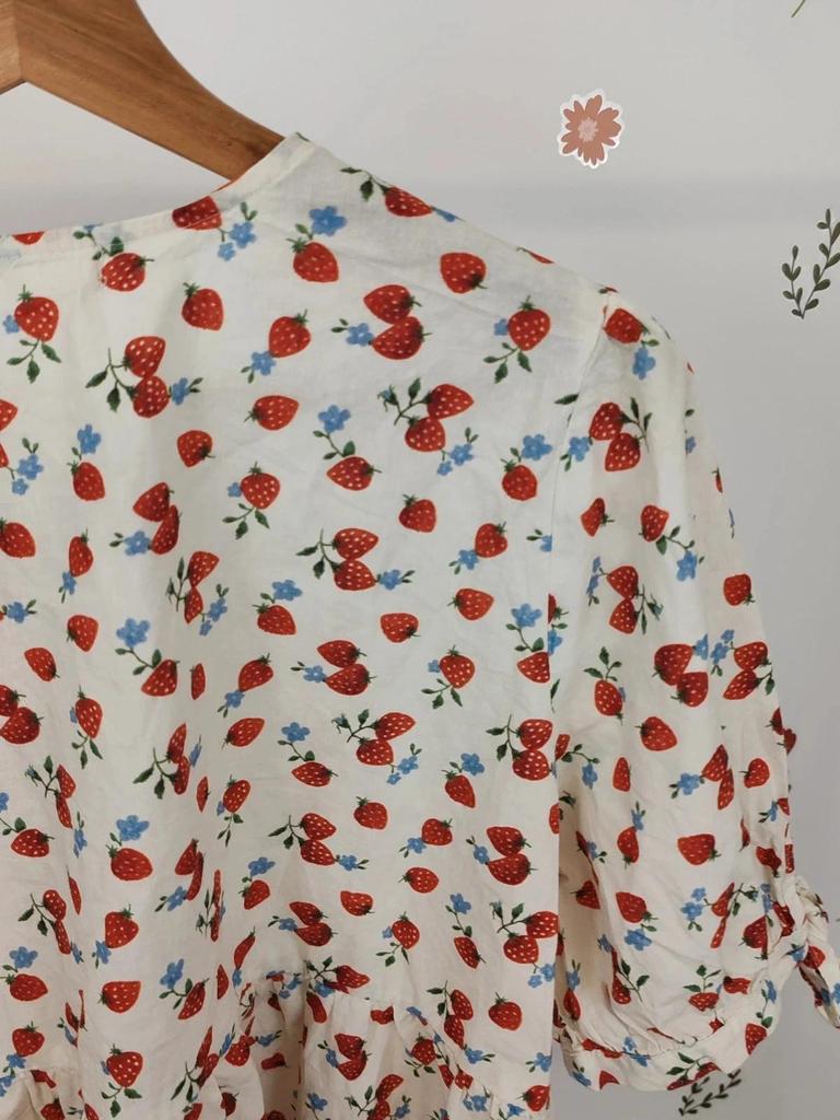 Blouse noeud fraise taille L