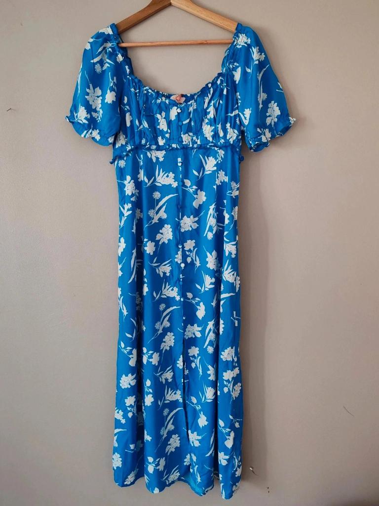 Robe longue cottage bleu taille L