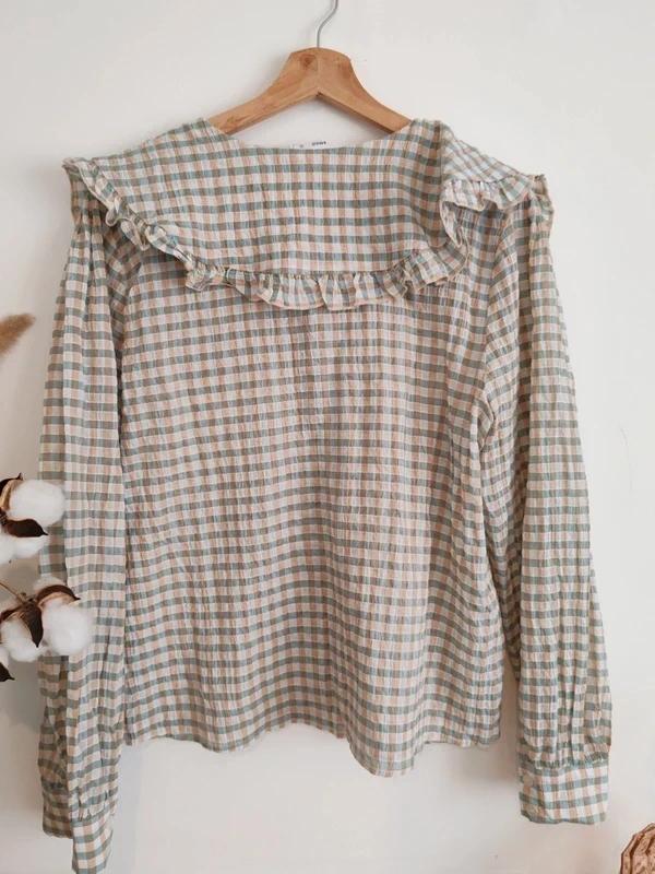Blouse vichy col claudine taille M