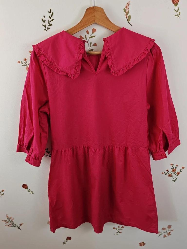 Robe col claudine rose taille S