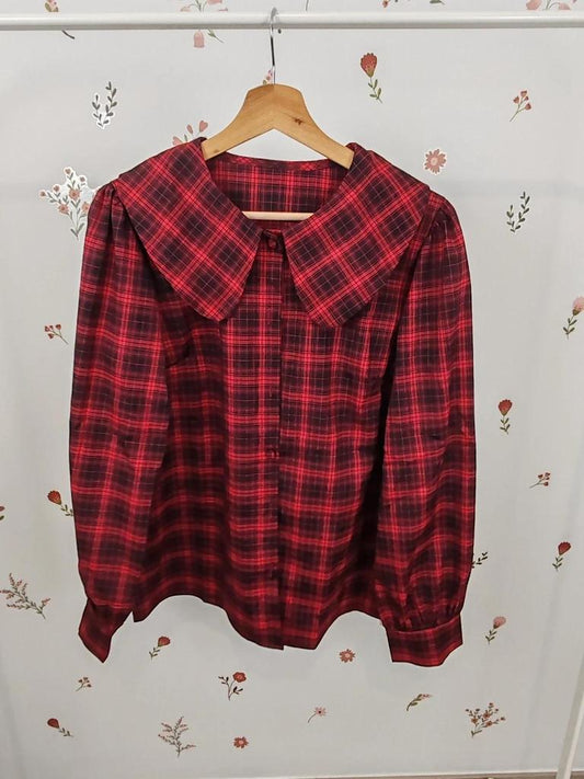 Blouse tartan col claudine taille M