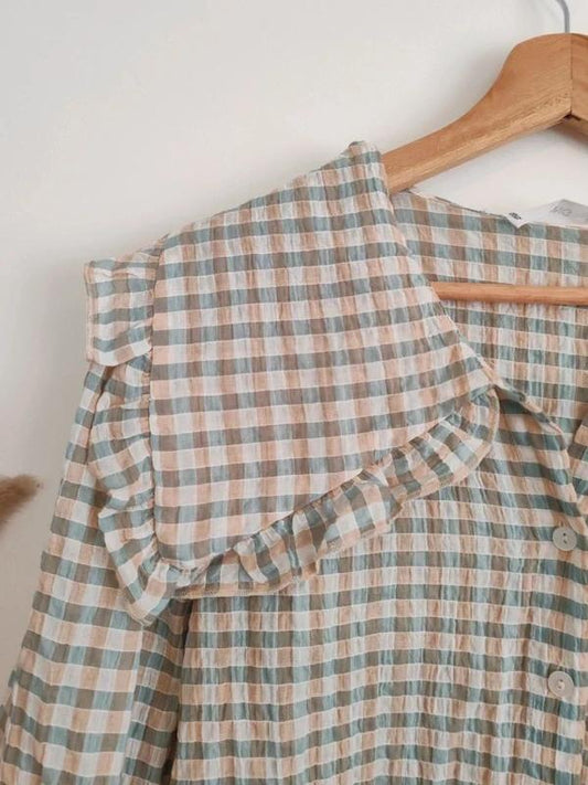 Blouse vichy col claudine taille M
