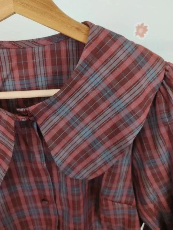 Blouse tartan col claudine taille Xl