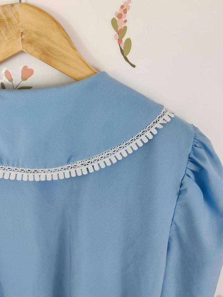 Blouse col claudine bleu taille S/m